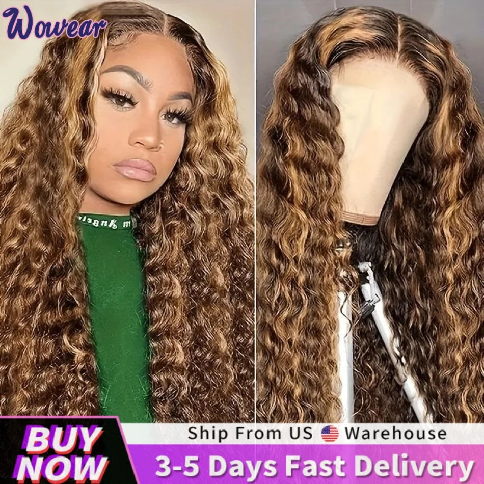Honey Brown Curly Wigs