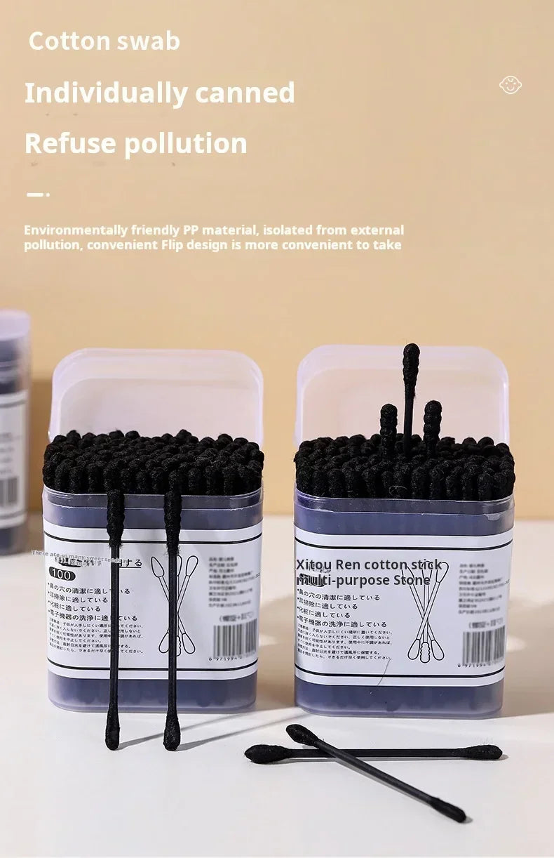 Black Cotton Swabs