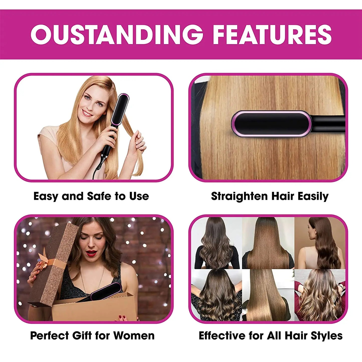 Multifunctional Hair Straightener Curler Brush