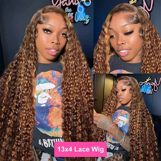 Honey Brown Curly Wigs