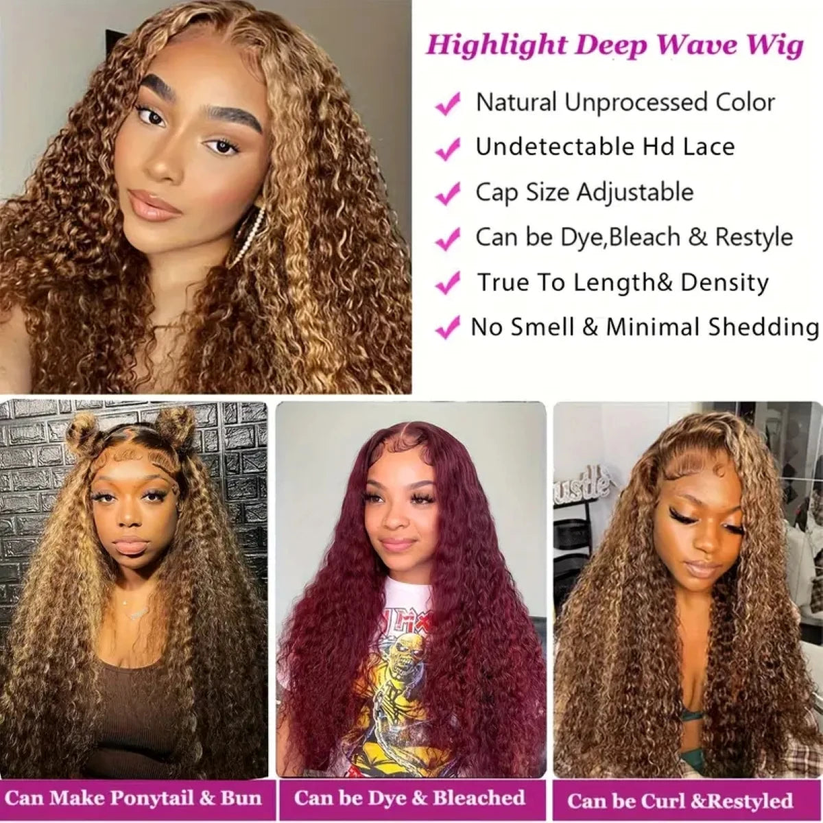 Honey Brown Curly Wigs