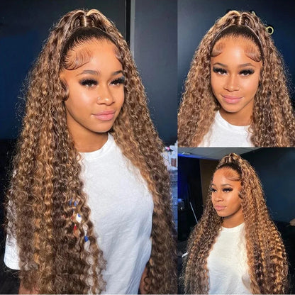 Honey Brown Curly Wigs
