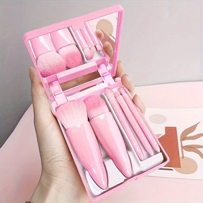 Portable Makeup Brush Set With Mirror