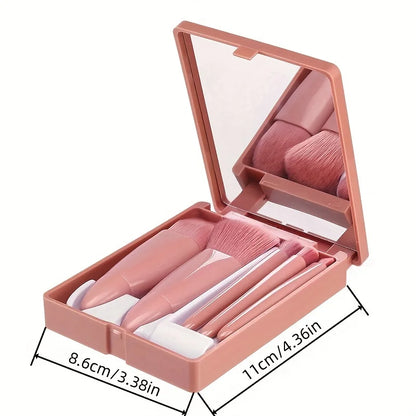 Portable Makeup Brush Set With Mirror