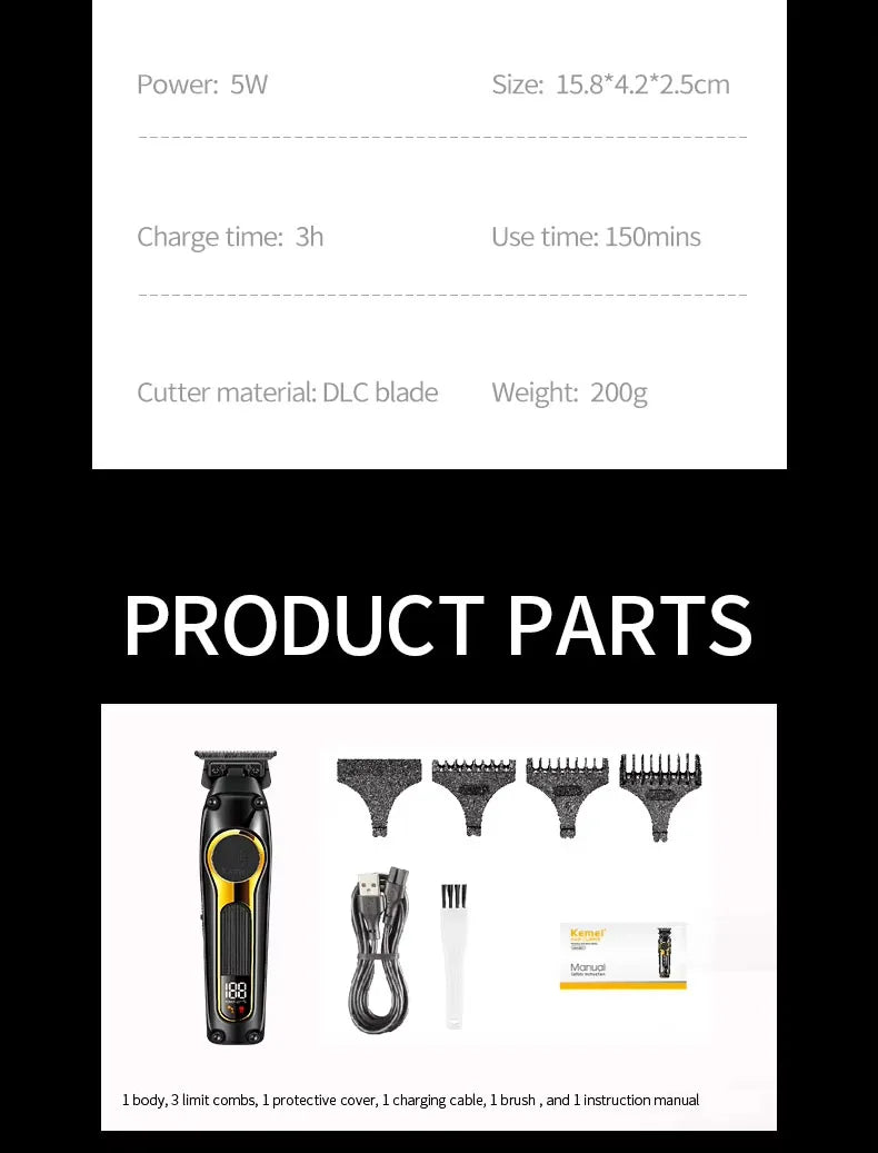 Kemei Professional Electric Hair Clipper Kit