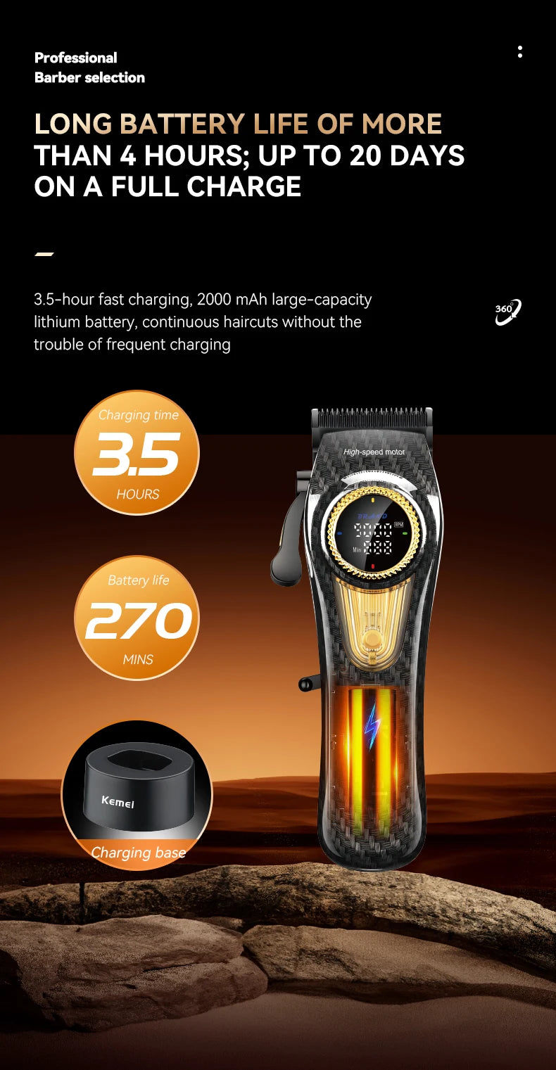 Kemei Professional Electric Hair Clipper Kit