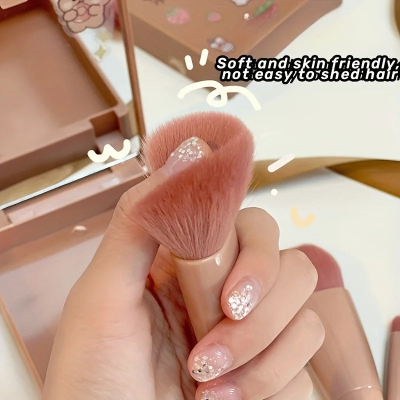 Portable Makeup Brush Set With Mirror